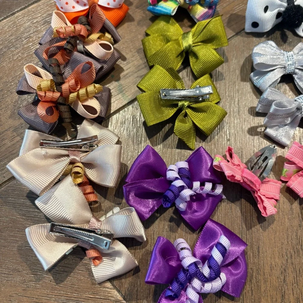 Handmade Colorful Bow Hair Clips Set for Girls